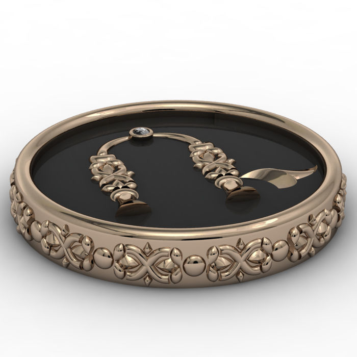 Brooche with armenian letter R 3D print model_6