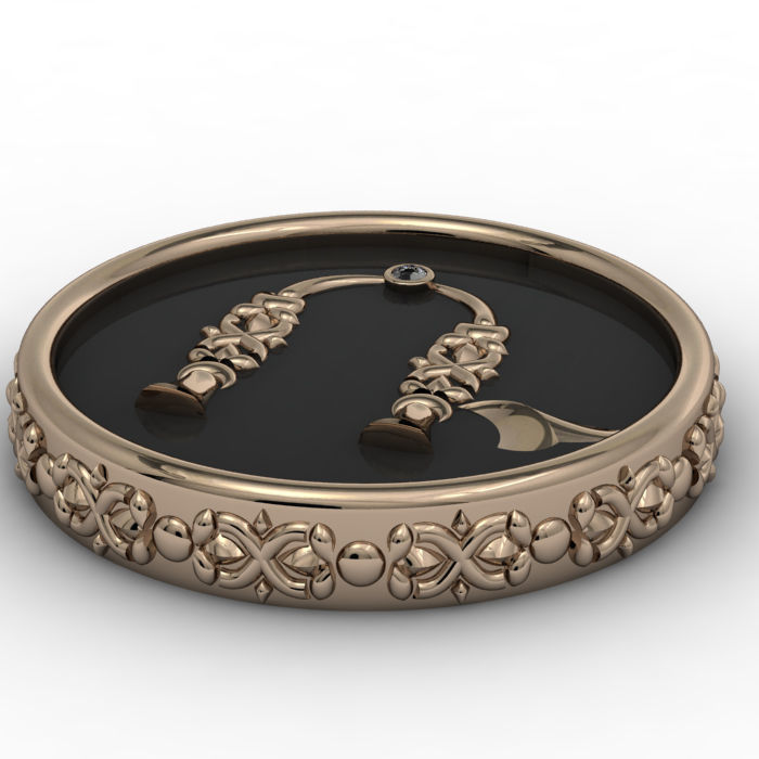 Brooche with armenian letter R 3D print model_7