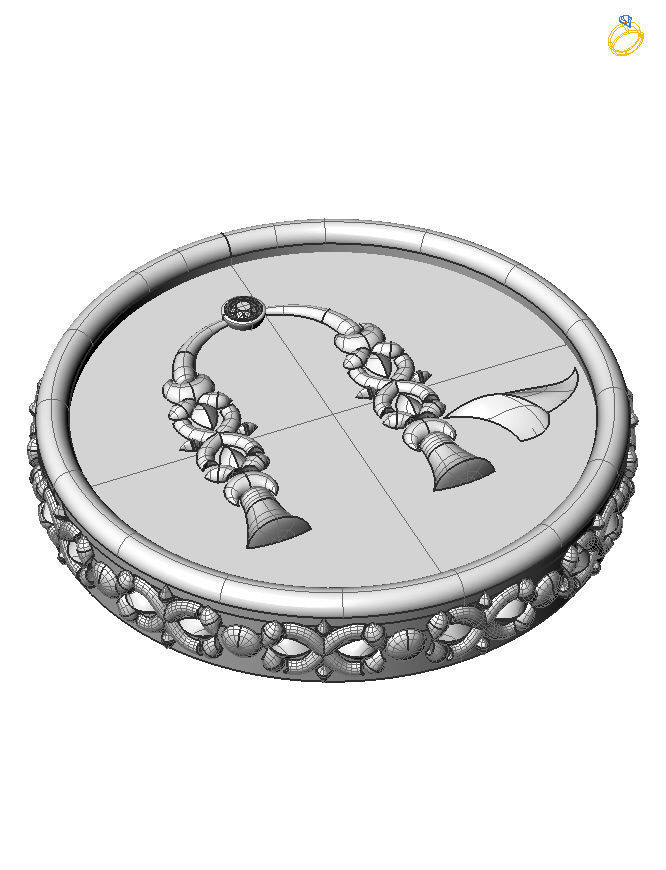 Brooche with armenian letter R 3D print model_1