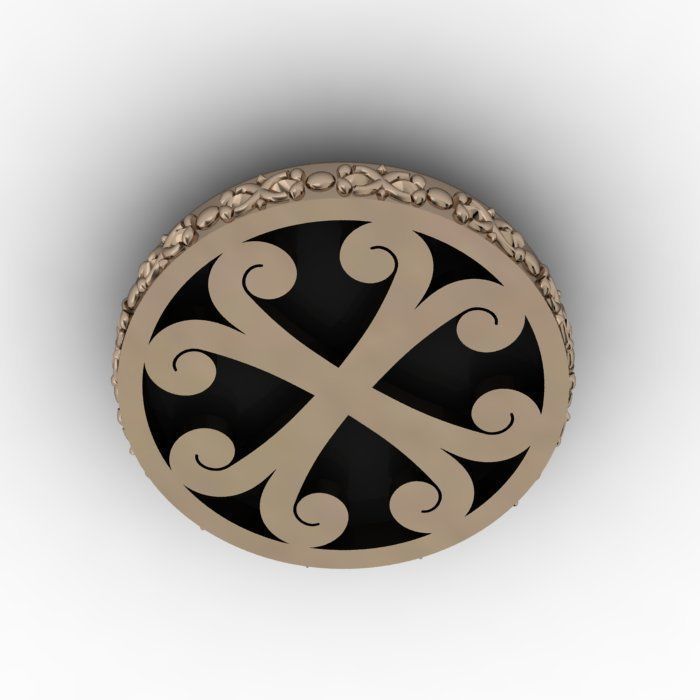 Brooche with armenian letter R 3D print model_4