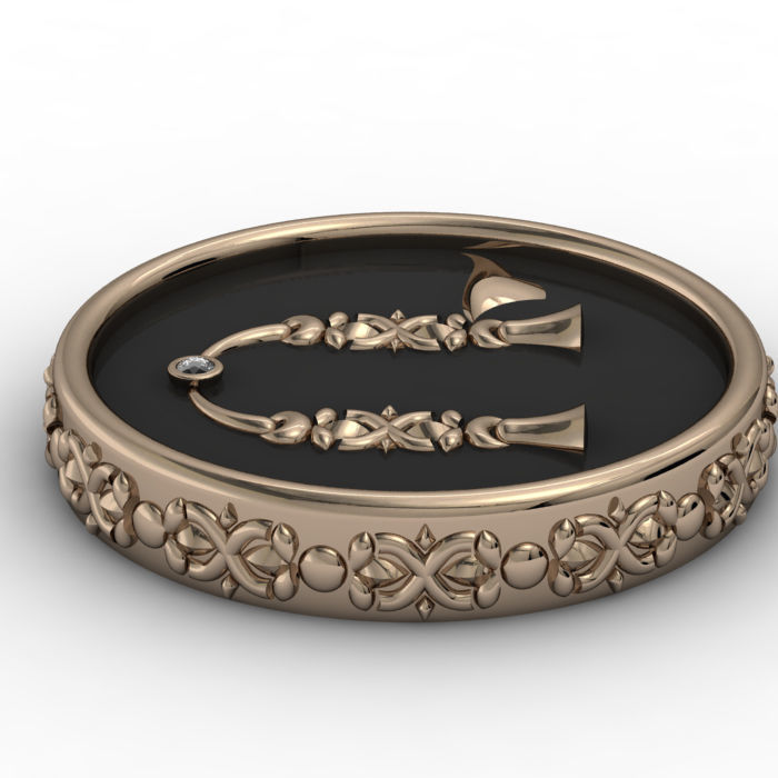 Brooche with armenian letter R 3D print model_14