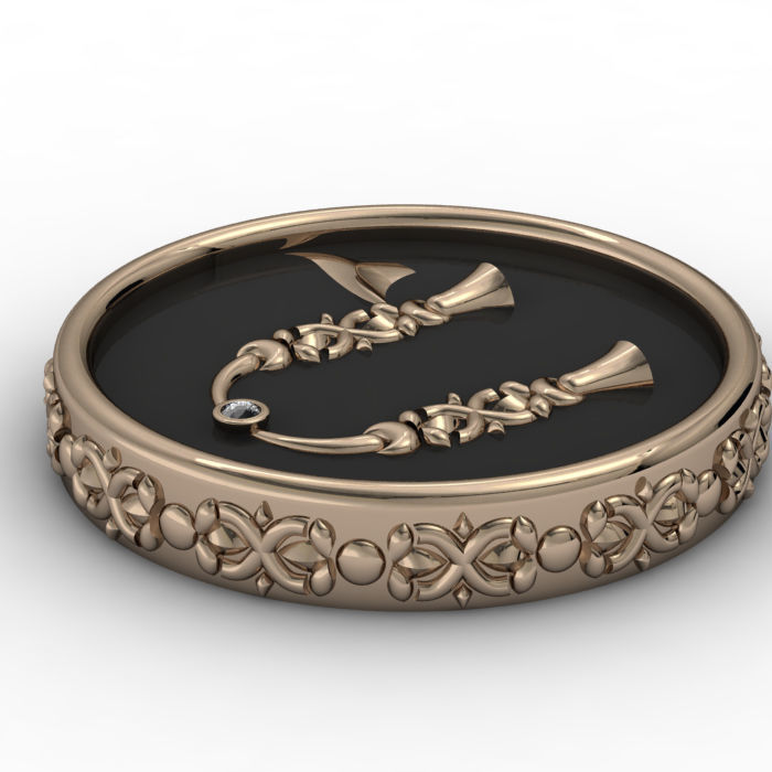 Brooche with armenian letter R 3D print model_13