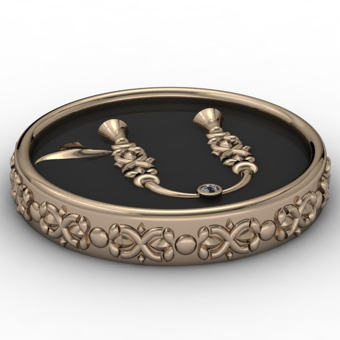 Brooche with armenian letter R 3D print model_11