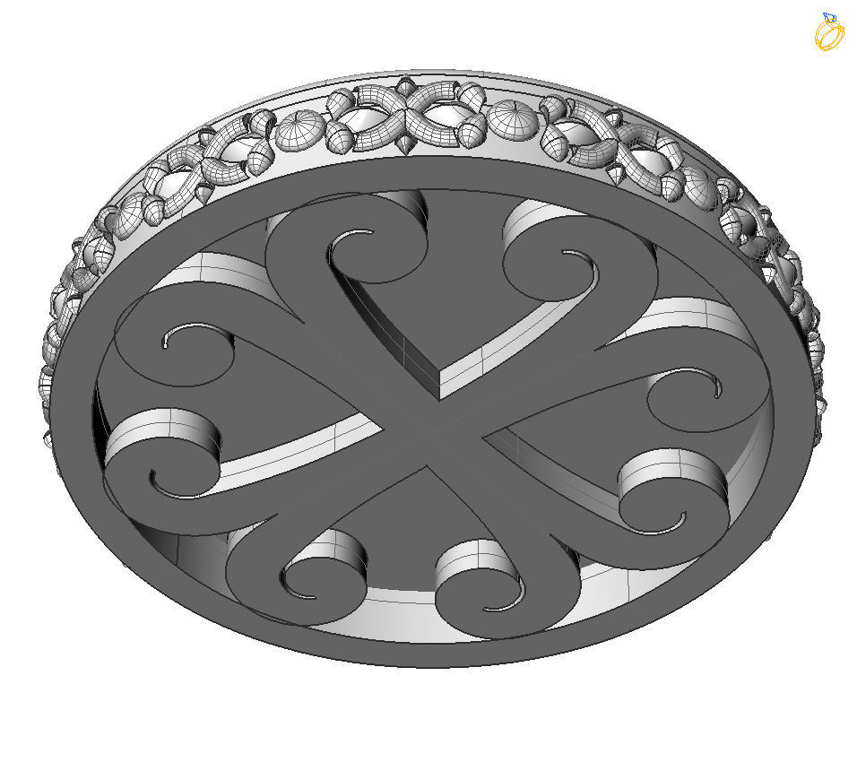 Brooche with armenian letter R 3D print model_3