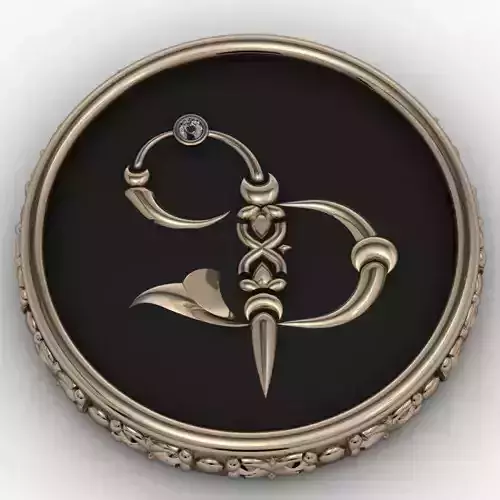 Brooche with armenian letter F 3D print model