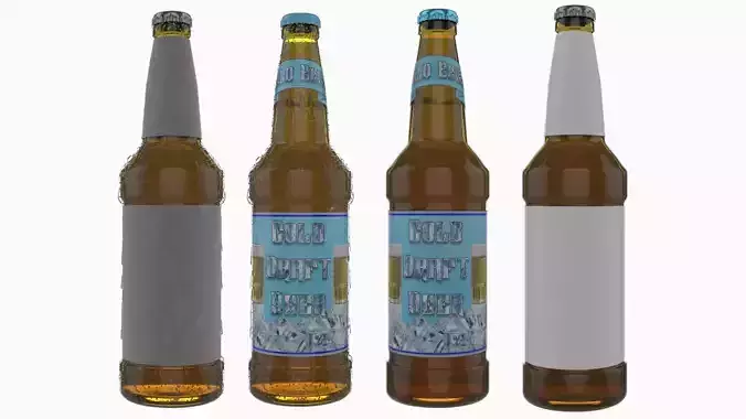 Beer Bottle with Beer and Condensation v08