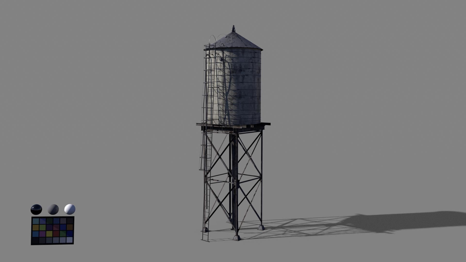 water tower Low-poly 3D model_8
