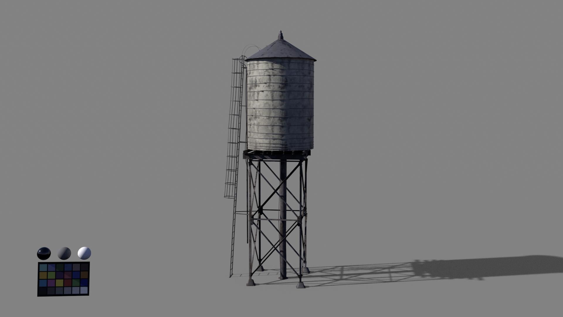 water tower Low-poly 3D model_10
