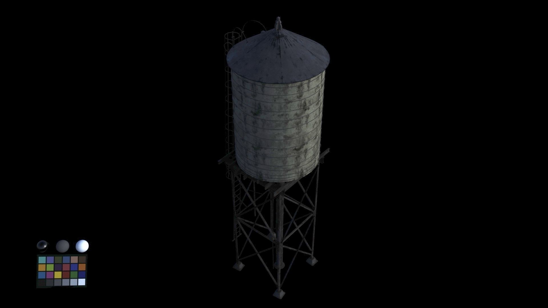 water tower Low-poly 3D model_7