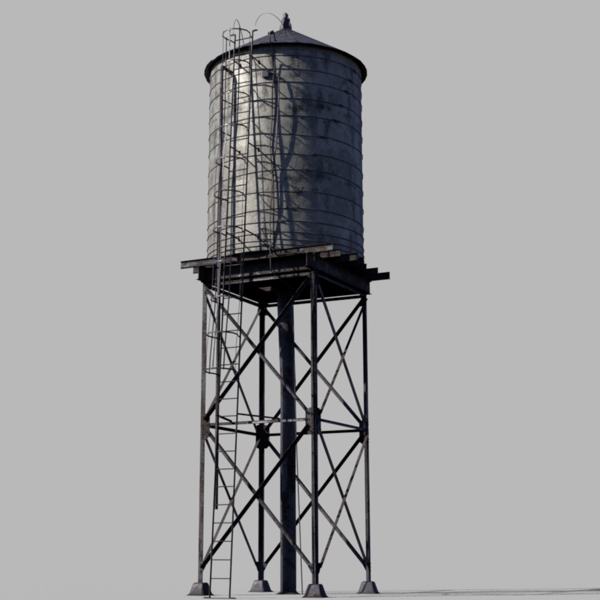 water tower Low-poly 3D model_1