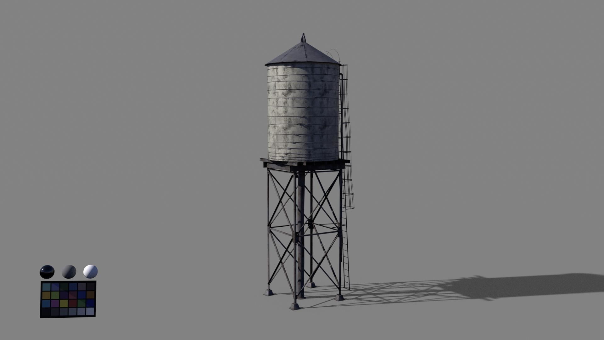 water tower Low-poly 3D model_9