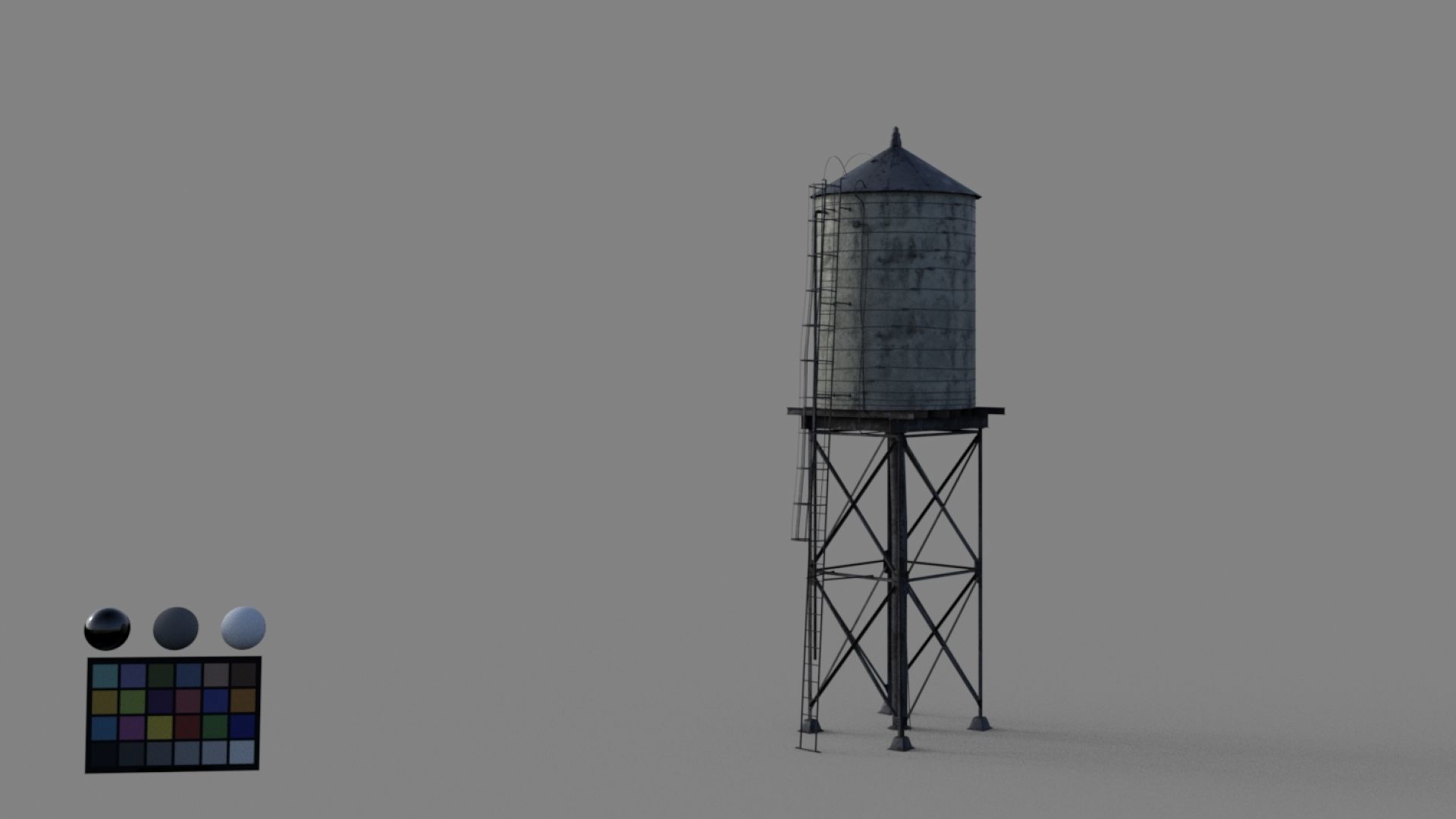 water tower Low-poly 3D model_2