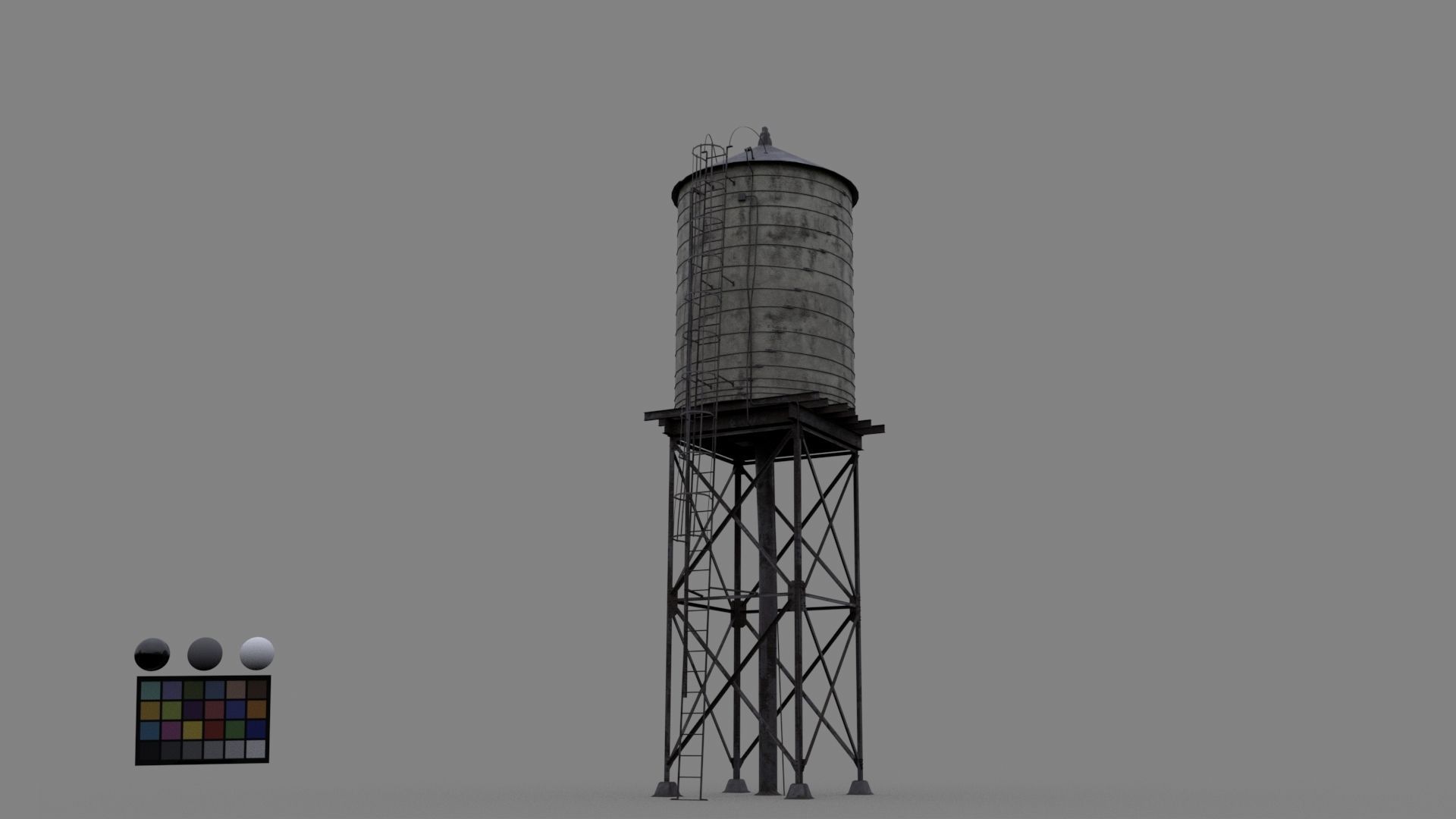water tower Low-poly 3D model_4