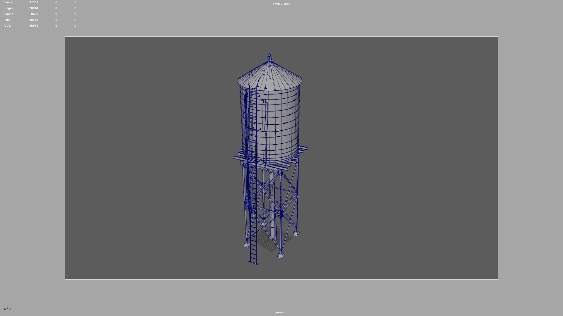 water tower Low-poly 3D model_11