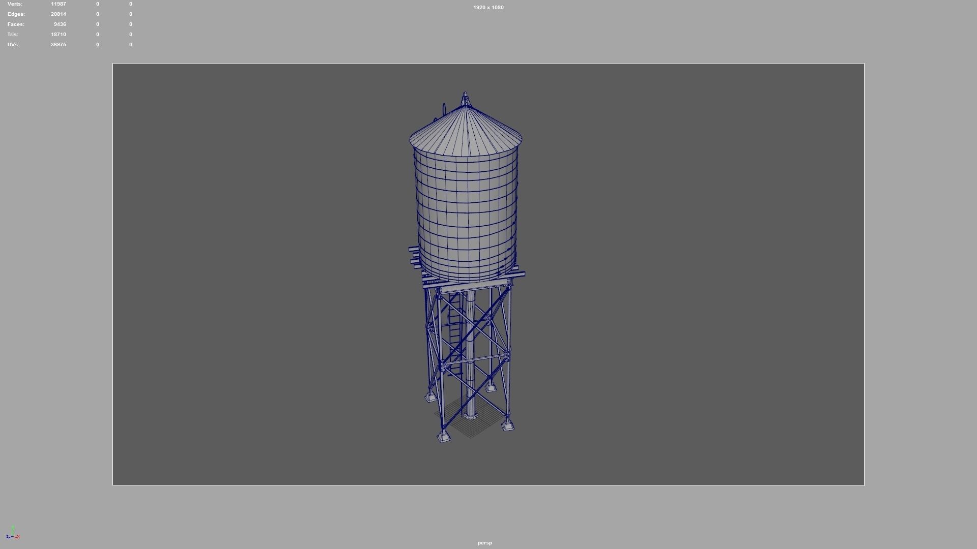 water tower Low-poly 3D model_12