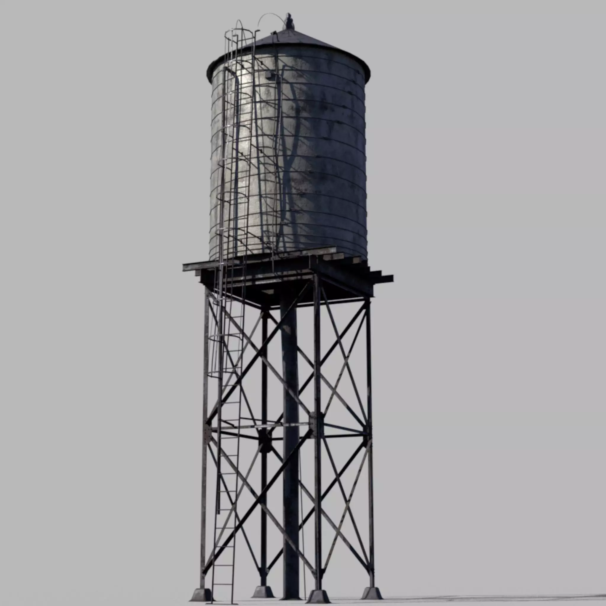 water tower Low-poly 3D model_0