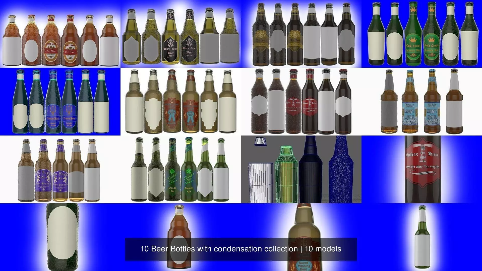 10 Beer Bottles with condensation collection _0