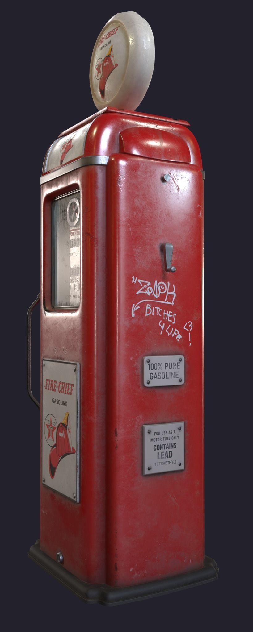 Old Gas Pump Low-poly 3D model_4