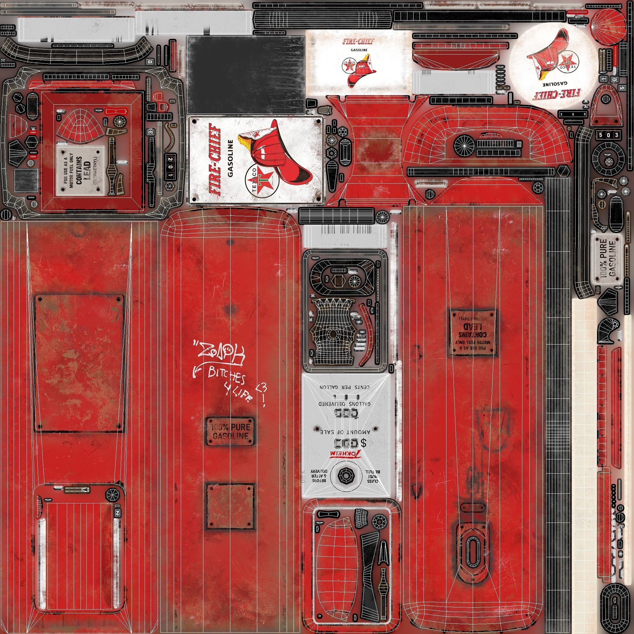 Old Gas Pump Low-poly 3D model_5