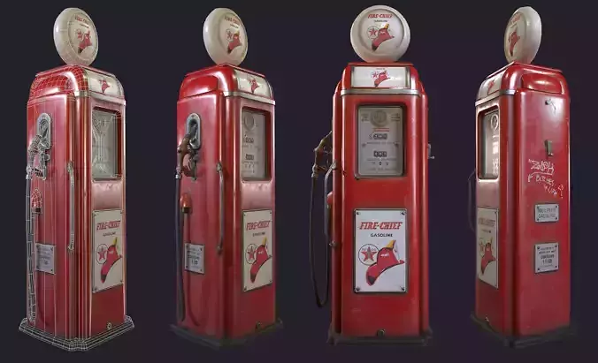 Old Gas Pump Low-poly 3D model