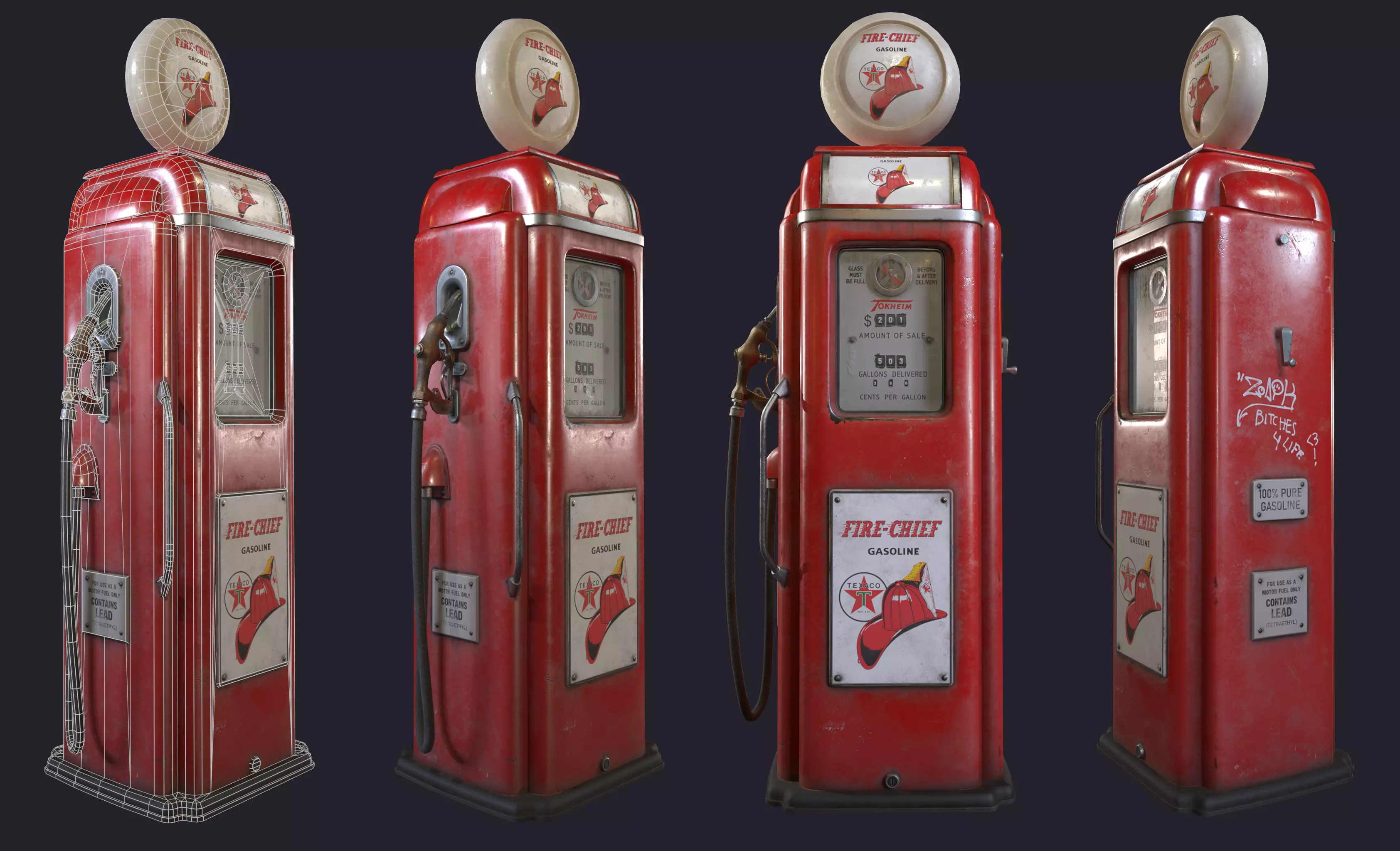 Old Gas Pump Low-poly 3D model_0