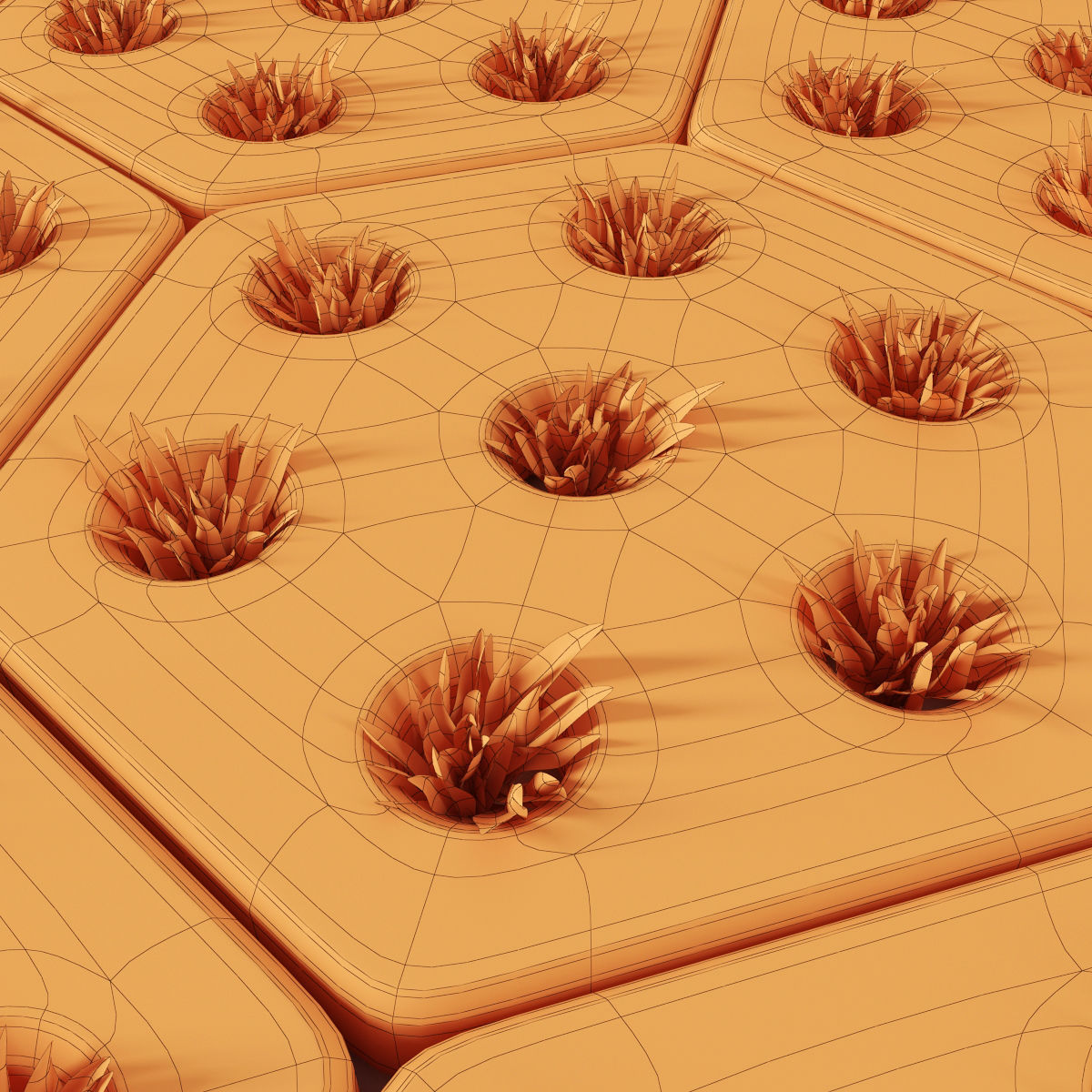 Paving hexagon  grass 3D model_6