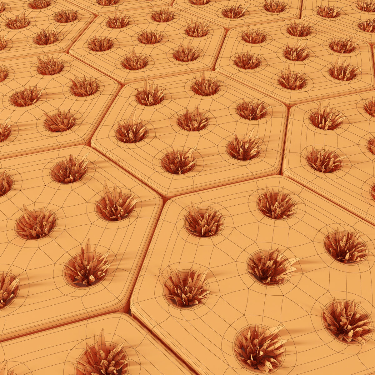 Paving hexagon  grass 3D model_4