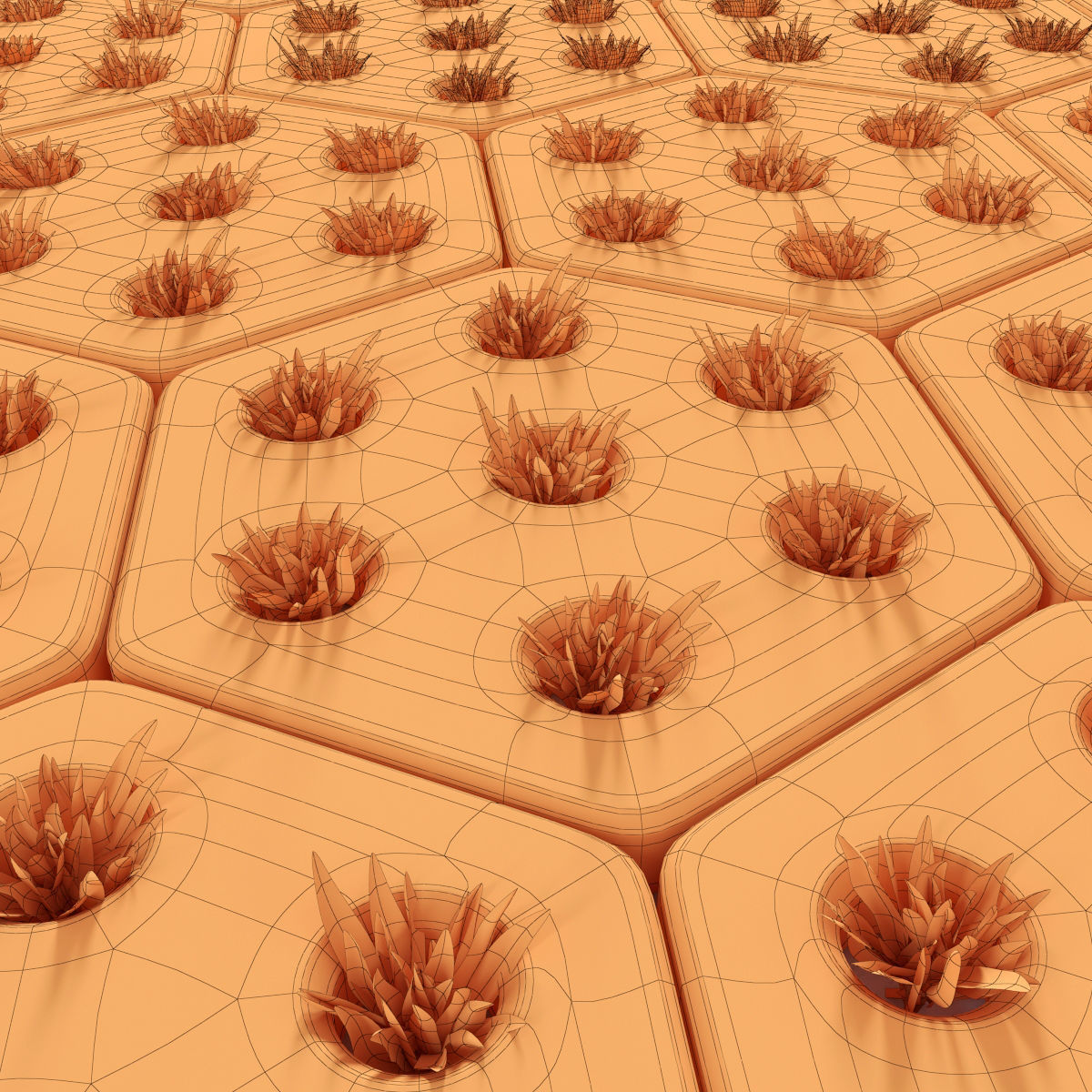 Paving hexagon  grass 3D model_5