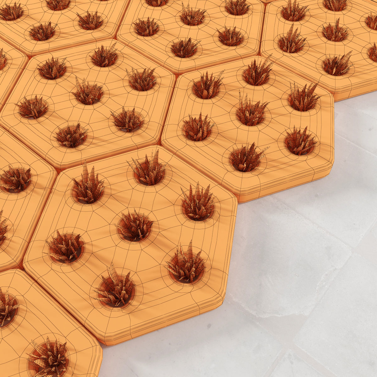 Paving hexagon  grass 3D model_7