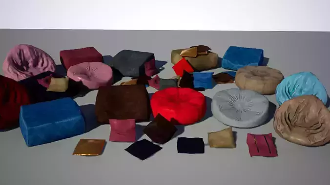 Pillow and Puff Textured Medium Poly HQ