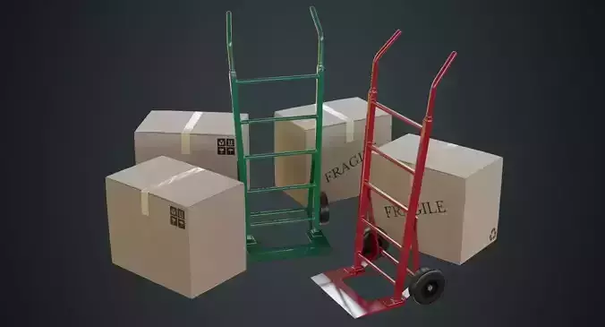 Hand Truck And Boxes 1A