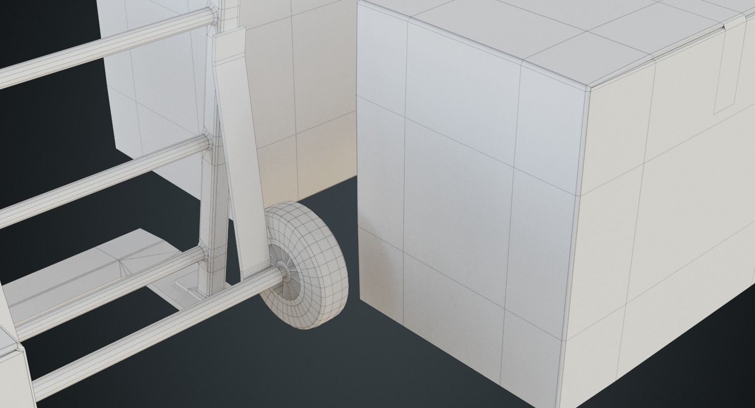 Hand Truck And Boxes 1A Low-poly 3D model_10