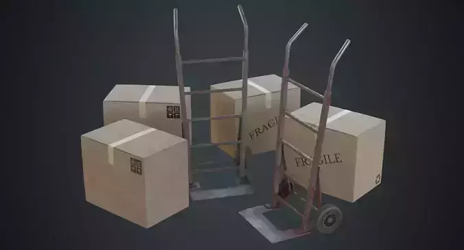 Hand Truck And Boxes 1B