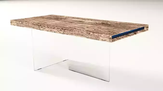 Wooden table with glass legs