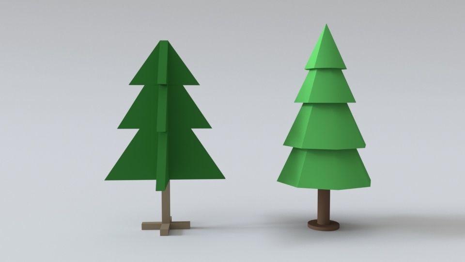 Pine trees Free low-poly 3D model_1