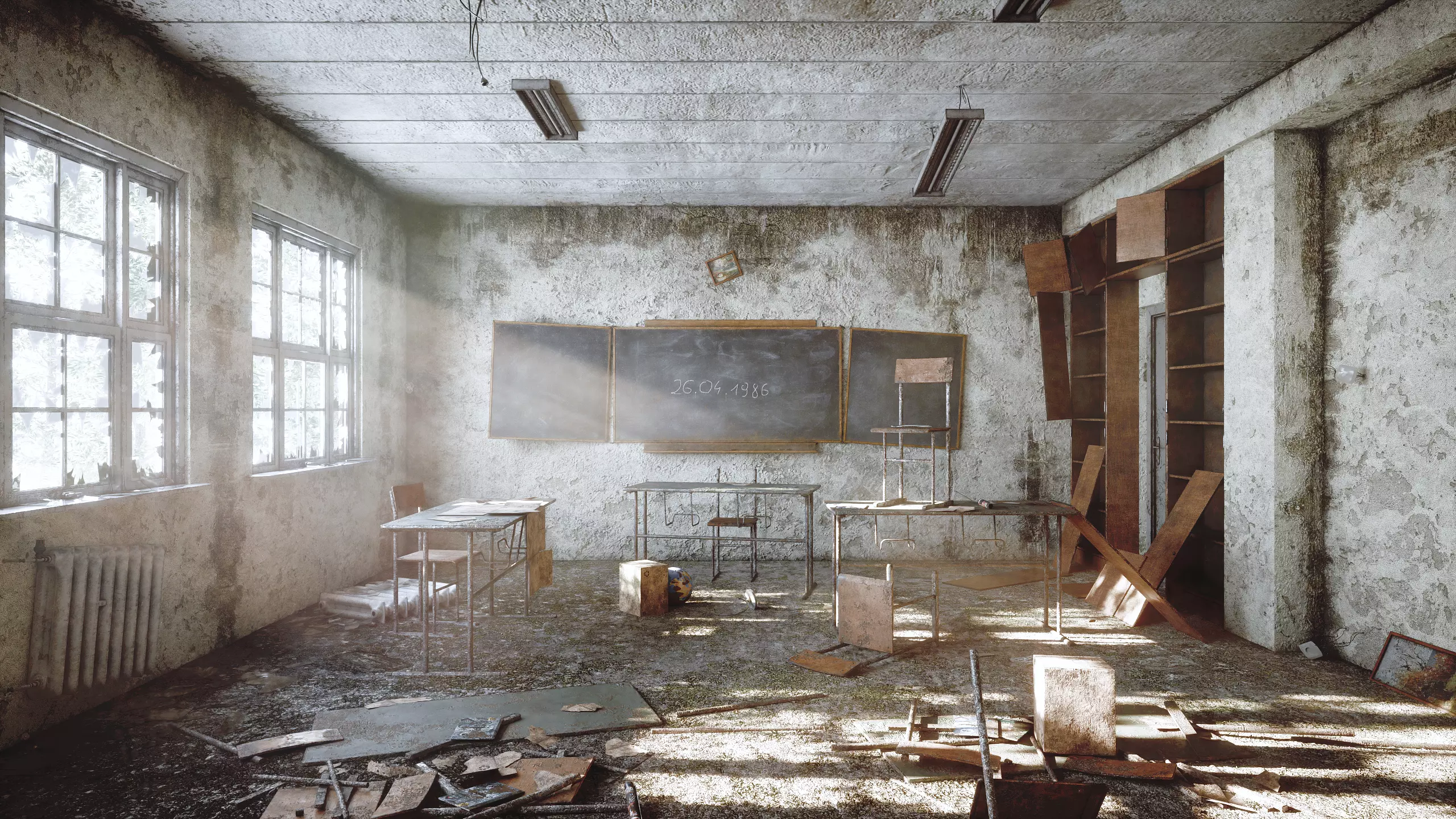 Abandoned classroom new and old 3D model_0
