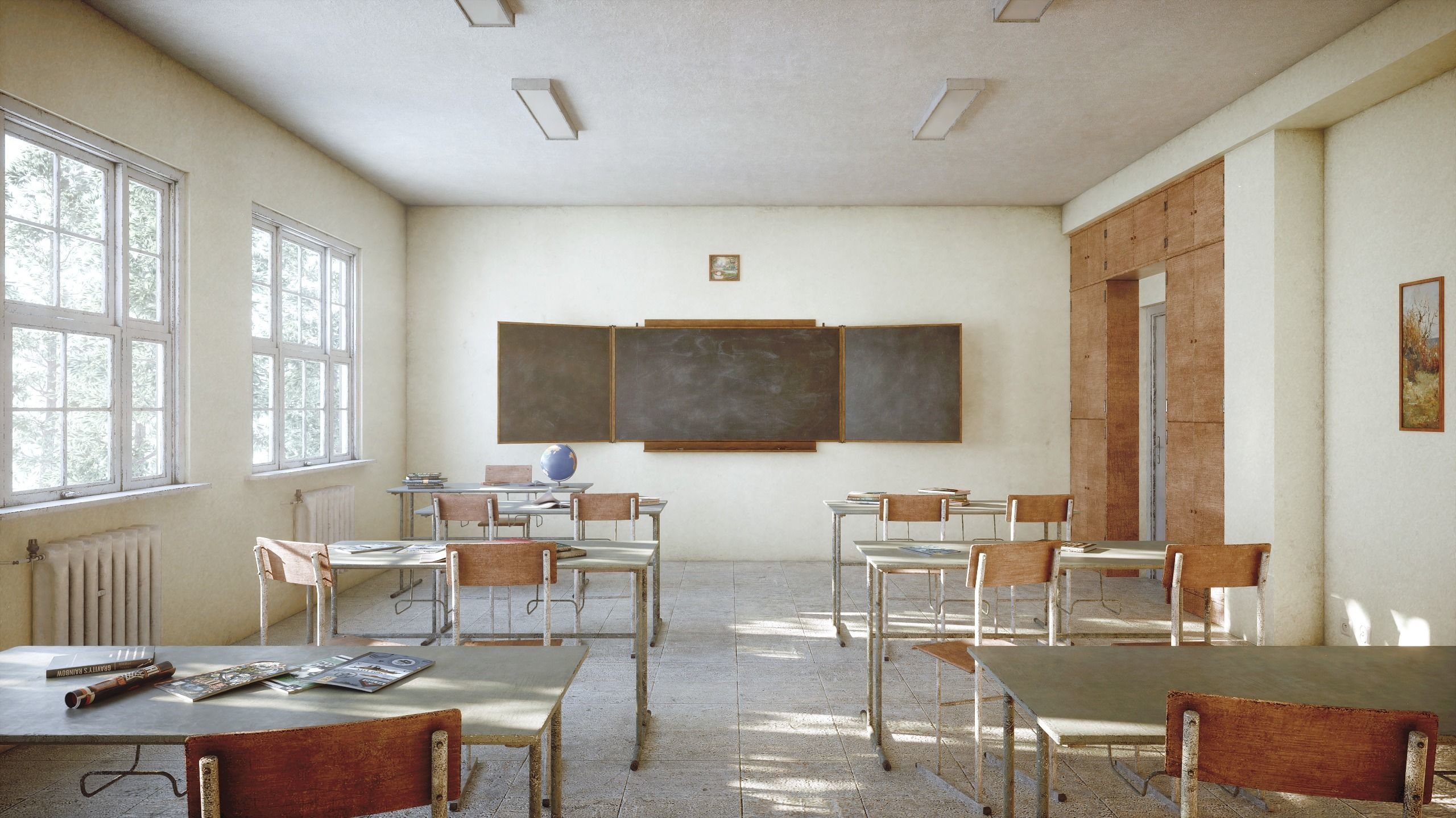 Abandoned classroom new and old 3D model_1