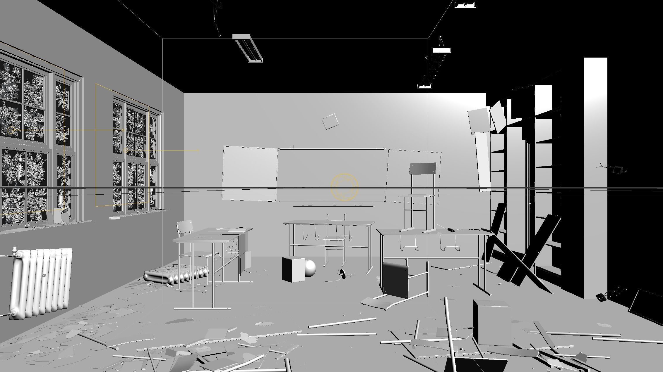 Abandoned classroom new and old 3D model_4