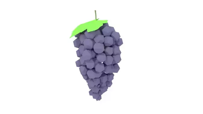 Low Poly Cartoon Grape Low-poly 3D model