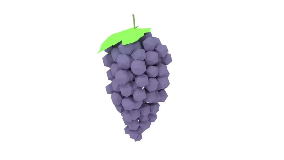 Low Poly Cartoon Grape Low-poly 3D model_0