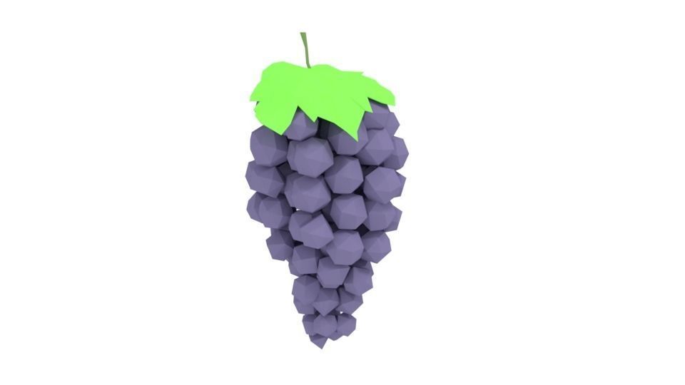 Low Poly Cartoon Grape Low-poly 3D model_2