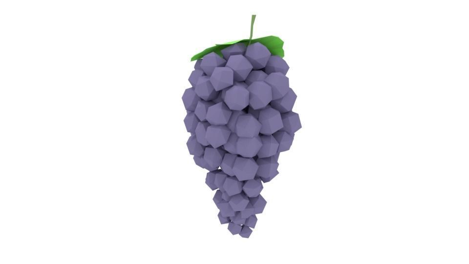 Low Poly Cartoon Grape Low-poly 3D model_6
