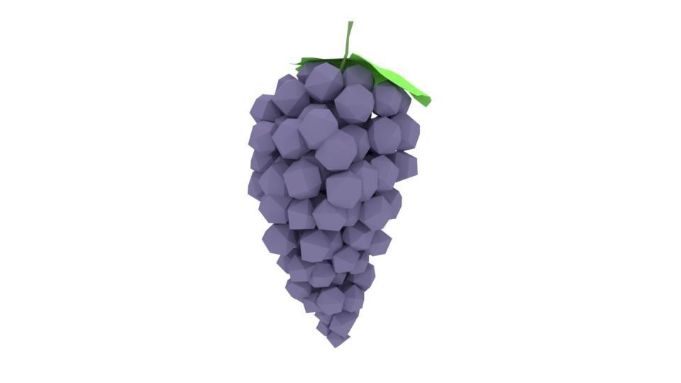 Low Poly Cartoon Grape Low-poly 3D model_5
