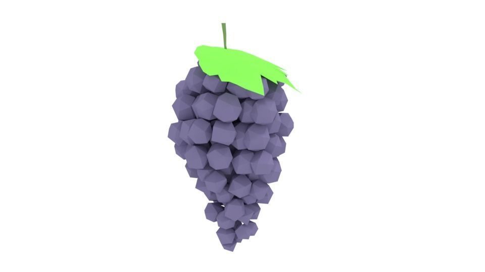 Low Poly Cartoon Grape Low-poly 3D model_3