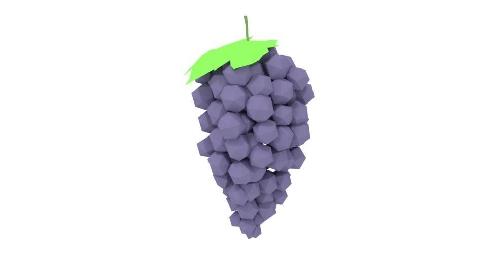 Low Poly Cartoon Grape Low-poly 3D model_8