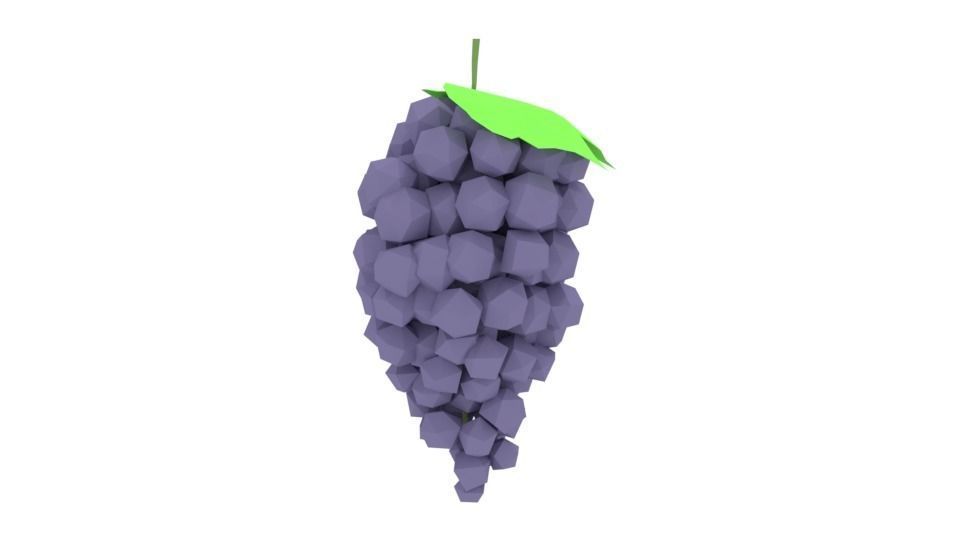 Low Poly Cartoon Grape Low-poly 3D model_4