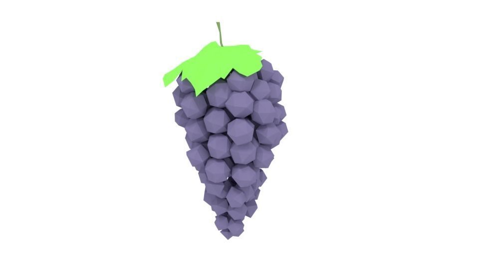 Low Poly Cartoon Grape Low-poly 3D model_1