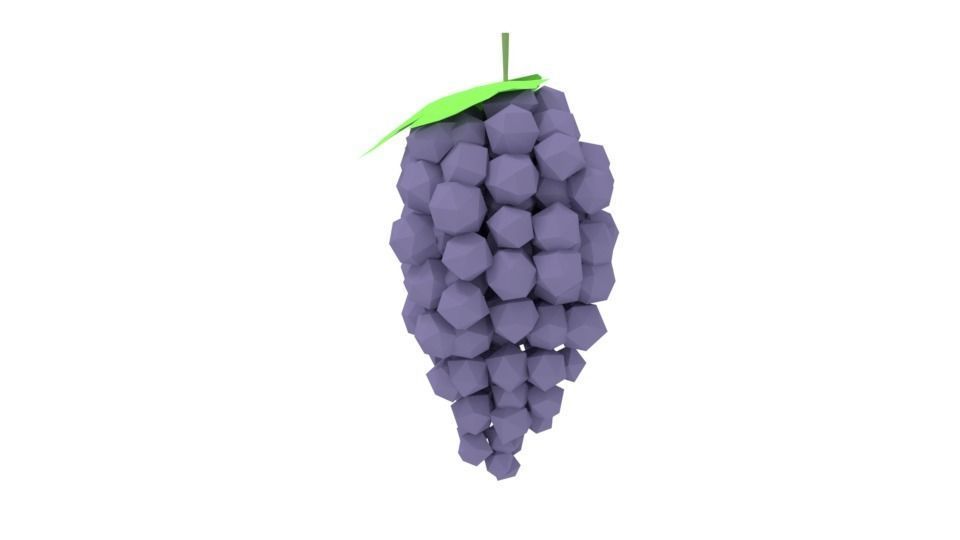 Low Poly Cartoon Grape Low-poly 3D model_7