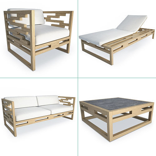 Kontiki Wooden Outdoor Furniture 3D model