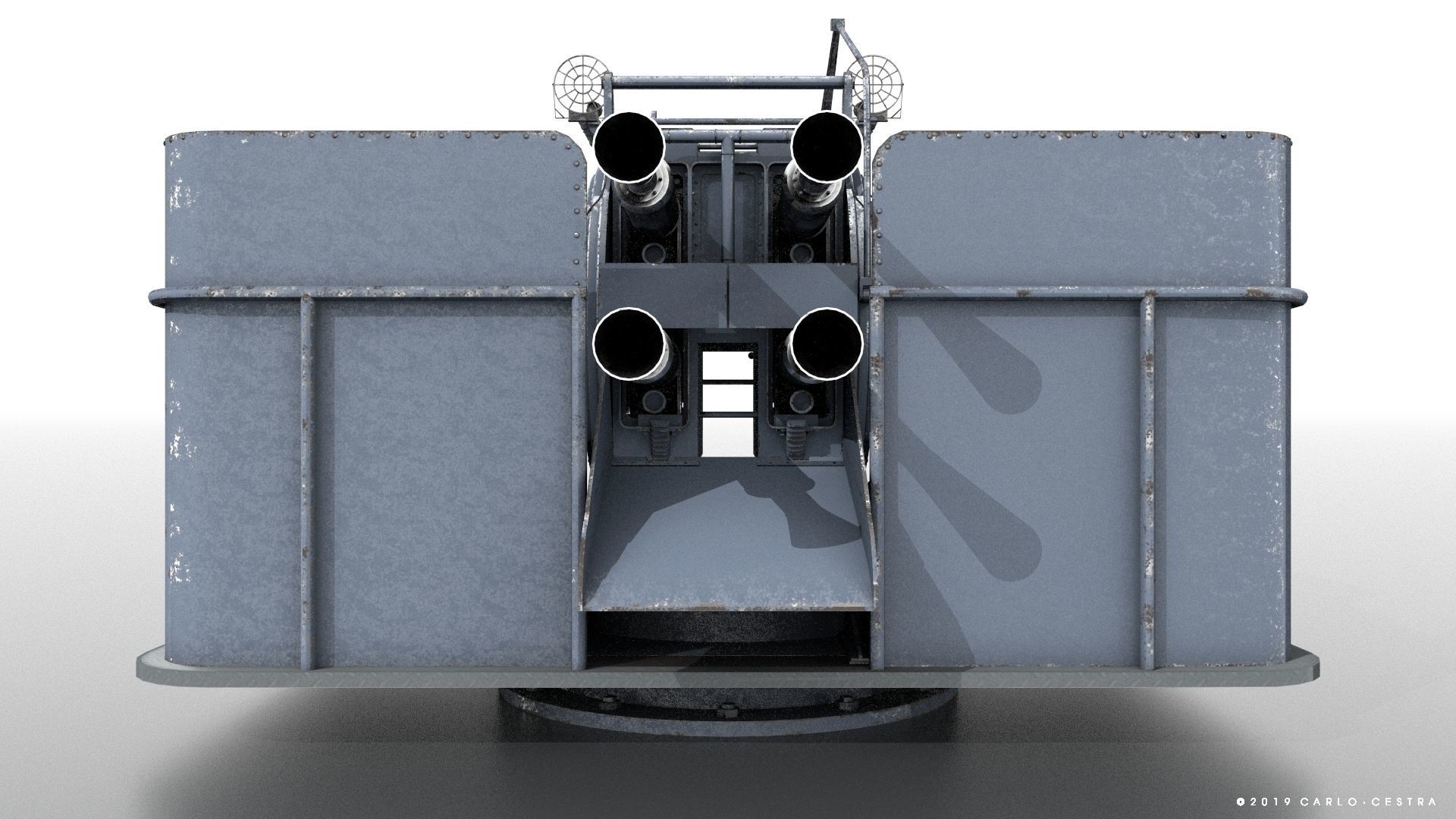 QF 2-pounder Mark VIII 4-barelled 3D model Low-poly 3D model_12